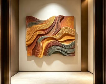 Layered Wood Wall Art, Parametric Wood Sculpture, Modern Organic Decor, Abstract Wooden Wall Hanging
