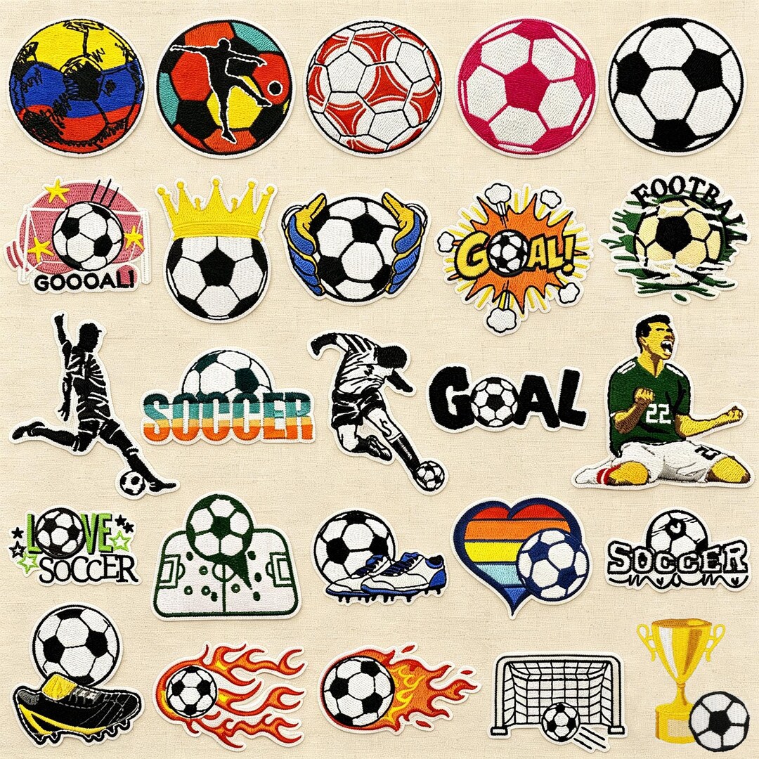 Patch Less Football Graffiti Soccer Patch, Colorful Football Embroidery Iron On - Etsy