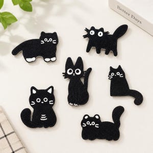 Cute Black Cat Patch, Minimalist Cat Iron On Patch,Kawaii Kitty Embroidered Applique,DIY Jacket Backpack Badge, Cat Lover Gift, Animal Patch