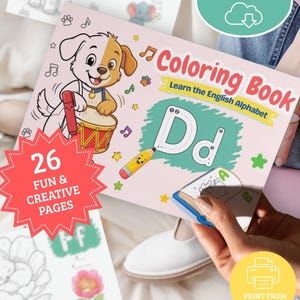 English Alphabet Coloring Book | ABC Coloring Pages PDF | Learn Letters Animals and Objects | Preschool Printable | Toddler Activity Book