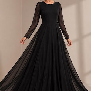 Black Long Sleeve Prom Dress - Etsy