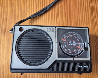 Vintage 1980s Radiola 172 Portable Radio, 40yo Rare French Philips Sub-brand MW/LW Pocket Radio, Made in Malaysia, Working Retro Tech