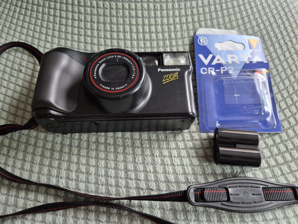Vintage 1990s Panasonic Zoom Film Camera TESTED Working Point and Shoot 30 Year Old Vintage Camera Fresh Varta CRP2 Battery, photo 1 of 5