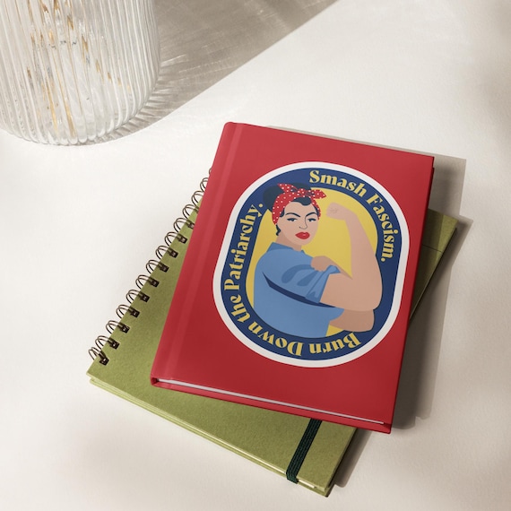 Rosie the Riveter Hardcover Journal, Lined Notebook, Smash Fascism, Feminist Gift