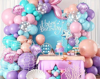 127 Stück Meerjungfrau Ballonbogen Kit, Meerjungfrau Folienballon, Geburtstagsparty Dekoration, Prinzessin Geburtstagsparty, Meer Thema Ballons Kit