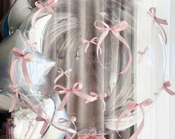 Palloncino trasparente Bow Bobo, fiocco rosa alla moda per compleanno, palloncino per il 18° compleanno, decorazione per feste di matrimonio e addio al nubilato.