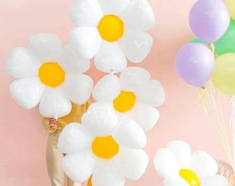 8Pcs Small White Daisy Balloons, Spring Balloons Decor, Floral Party Decorations, Bachelorette Party