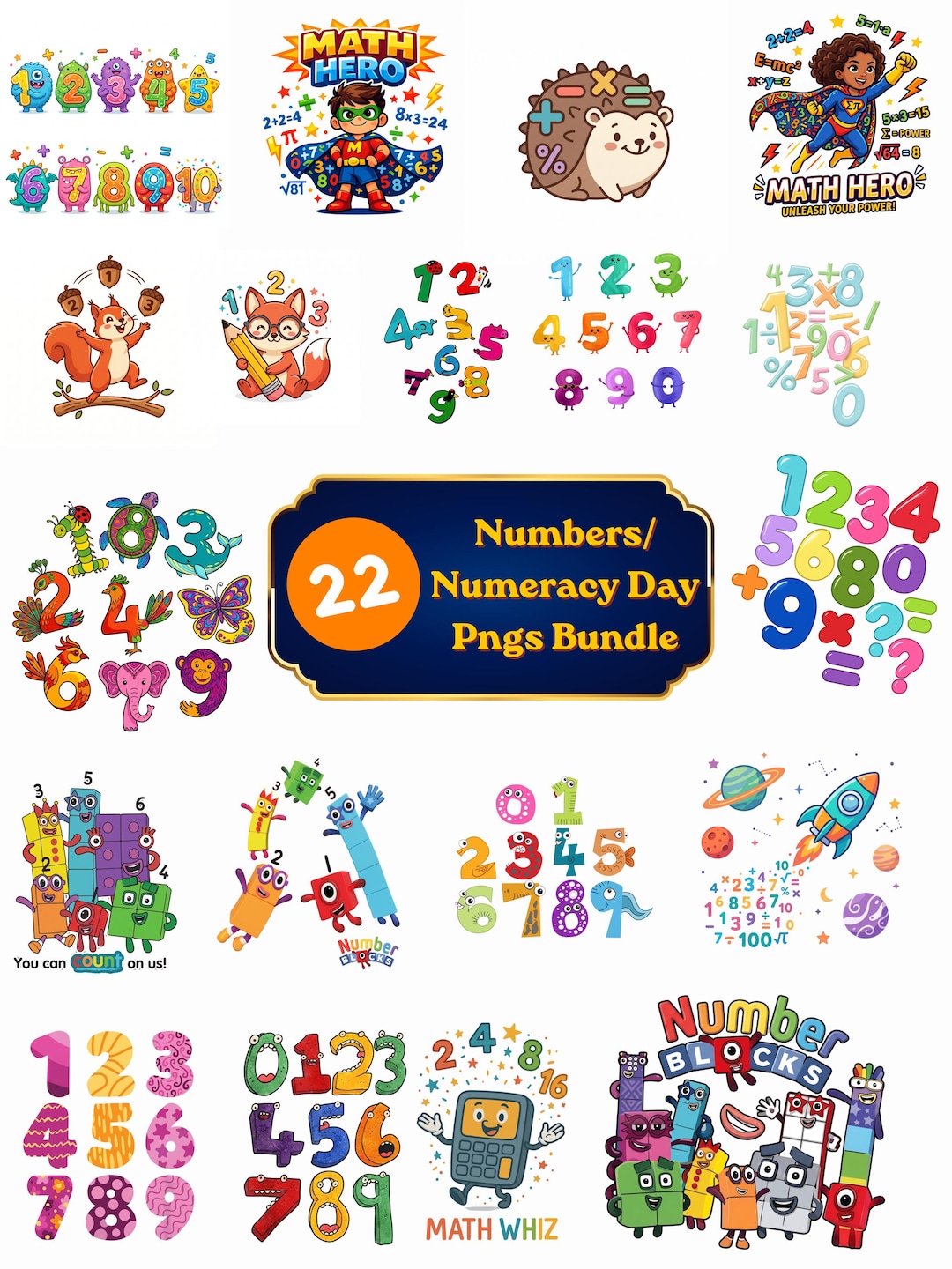 National Numeracy Day PNG Bundle | Kids Math Hero Sublimation ...