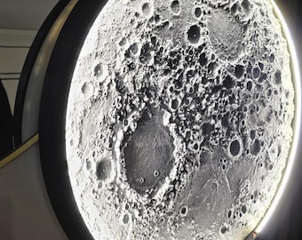 3D Moon Lamp – 50 cm | Handmade | LED Illuminated | Lunar Wall Art