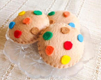 Hand Stitched Felt Candy Cookie Toy, Woodland Play Food