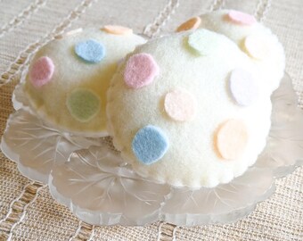 Hand-Stitched Felt Sugar Cookies, Pastel Easter Dots, Play Food Toy