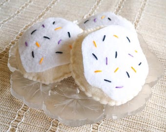 Hand Stitched Felt Sugar Cookie Toy, Halloween Sprinkles, Woodland Play Food