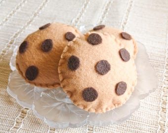 Hand Stitched Felt Chocolate Chip Cookie Toy, Woodland Play Food