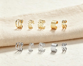 10pcs Gold Silver Ear Cuff Set, Clip On Ear Wrap Jewelry, Minimalist Non Piercing Cartilage Earring For Her, Birthday Gift, Anniversary Gift