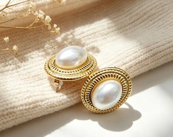 Ornate Pearl Stud Earrings Retro Statement Accessory Thoughtful Present Gift For Special Occasions And Everyday Wear