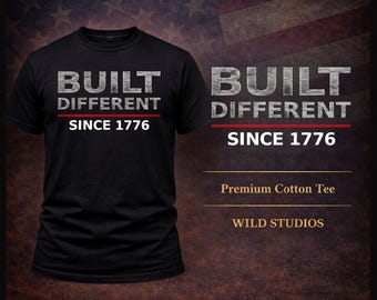 Camiseta USA Spirit para hombre – Built Different 1776 Camiseta patriótica de la libertad – Regalo de orgullo americano