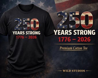 Vintage USA Flag Shirt Men – 250 Years Strong 1776-2026 Anniversary Patriotic Tee