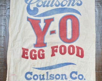 Bolsa de 100 lb de alimento para huevos Vintage Coulson Co. Y-O