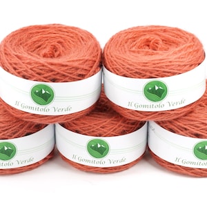 Hand-dyed pure Biella wool yarn - cochineal - lobster red - 110 m - artisan yarn - small batch