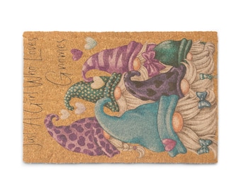 Deurmat van kokos: 'Just A Girl Who Loves Gnomes'-welkomstmat
