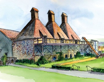 Digital download only-HopKiln Winery, watercolor reproduction.