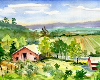 The Old Owl Barn, Watercolor. Digital Download only