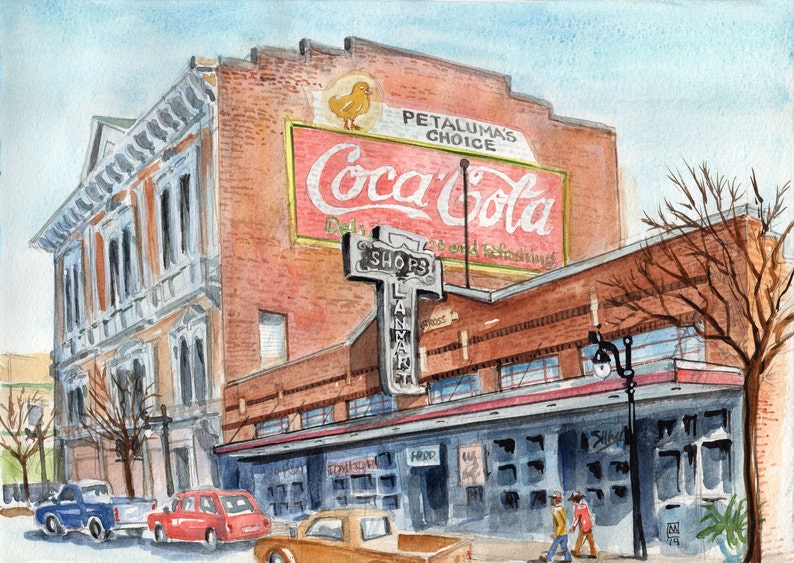 Digital download only-Watercolor, view of Kentucky Street in Petaluma, CA image 1