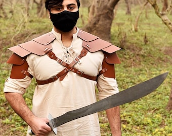 Vikingaskulderrustning, medeltida riddare Pauldron, renässanskrigarutrustning, fantasy LARP cosplay Ren Faire-kostym, krigarskulderrustning
