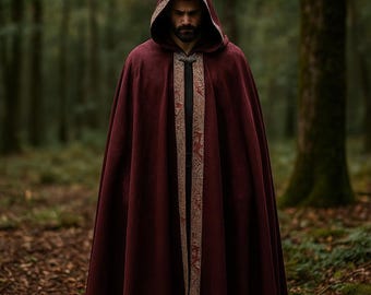 Medeltida gotisk huvad mantel, trollkarlsviking cosplay mantel, halloween vampyr mantel, renässansfantasi mantel, alvisk gotisk cosplay kostym