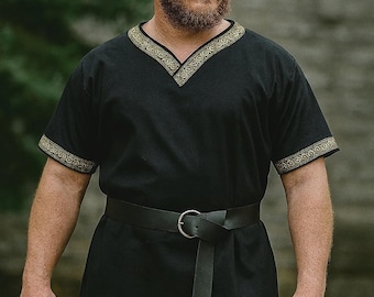 Medeltida renässans lajvtunika, medeltida riddare cosplay-skjorta, Halloween vikingadräkt, gotisk fantasi Ren Faire piratskjorta för män