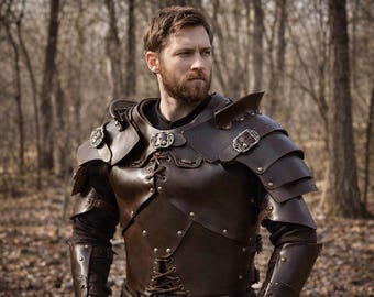 Vikingask läderbröstrustning, medeltida riddarsele, steampunkkrigarutrustning, samuraiinspirerad lajvkostym, historisk bröstrustning