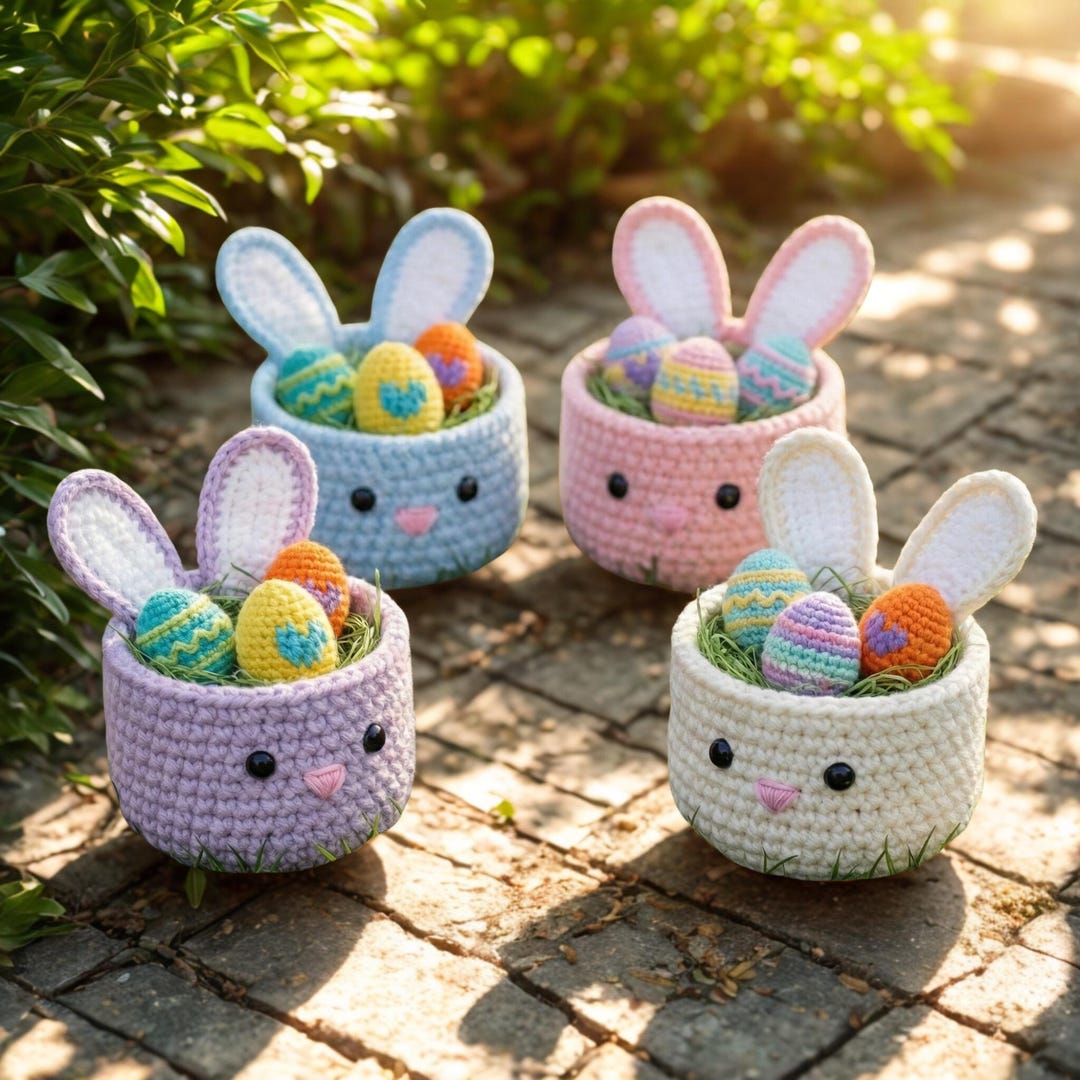 Easter Bunny Basket Crochet Pattern PDF, Spring Decor & Nursery Gift ...