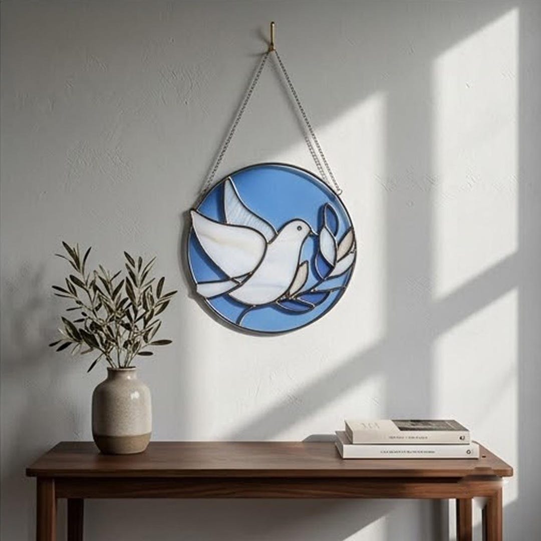 Stained Glass Pattern PDF - Dove Suncatcher Design, Peace Bird Glass ...