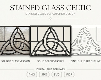 Stained Glass Pattern PDF - Celtic Knot Suncatcher, Trinity Knot Glass Design, Irish Symbol Window Decor, Digital Download, SVG PNG Template