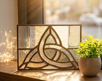 Stained Glass Pattern PDF - Celtic Knot Suncatcher, Trinity Knot Glass Design, Irish Symbol Window Decor, Digital Download, SVG PNG Template
