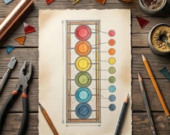 Stained Glass Pattern PDF - Chakra Suncatcher, Spiritual Glass Art, Rainbow Window Decor, Meditation Healing Design, SVG PNG