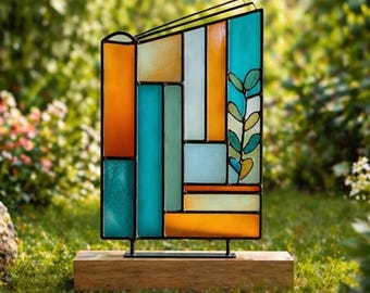 Stained Glass Pattern PDF - Ivy Vine Suncatcher, Climbing Leaf Glass Design, Botanical Window Panel Decor, Digital Download, SVG PNG