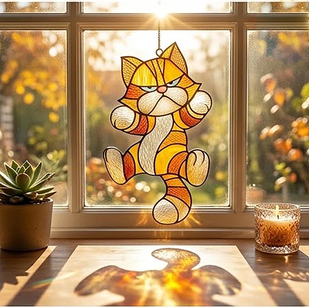 Stained Glass Pattern PDF - Cat Suncatcher Design, Cute Kitty Glass Art ...