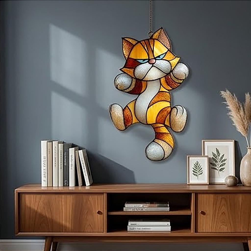 Stained Glass Pattern PDF - Cat Suncatcher Design, Cute Kitty Glass Art ...