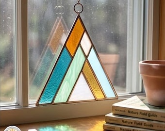 Stained Glass Pattern PDF - Triangle Suncatcher, Geometric Glass Art, Modern Window Decor, Minimal Design, Digital Download, SVG PNG