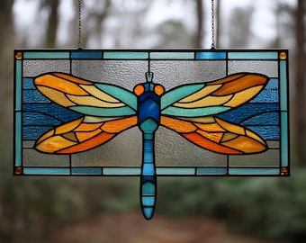 Dragonfly Stained Glass Pattern pdf - Insect Suncatcher Design, Nature Window Decor, Digital Download, svg png jpg Template