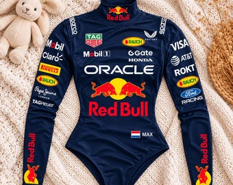 Women's Blue Racing Compression Bodysuit, F1 Motorsport Outfit, Long Sleeve Suit, Racing Fan Apparel