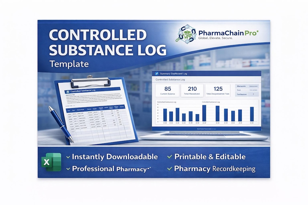 Controlled Substance Log Template | Narcotics Log Sheet | Pharmacy ...