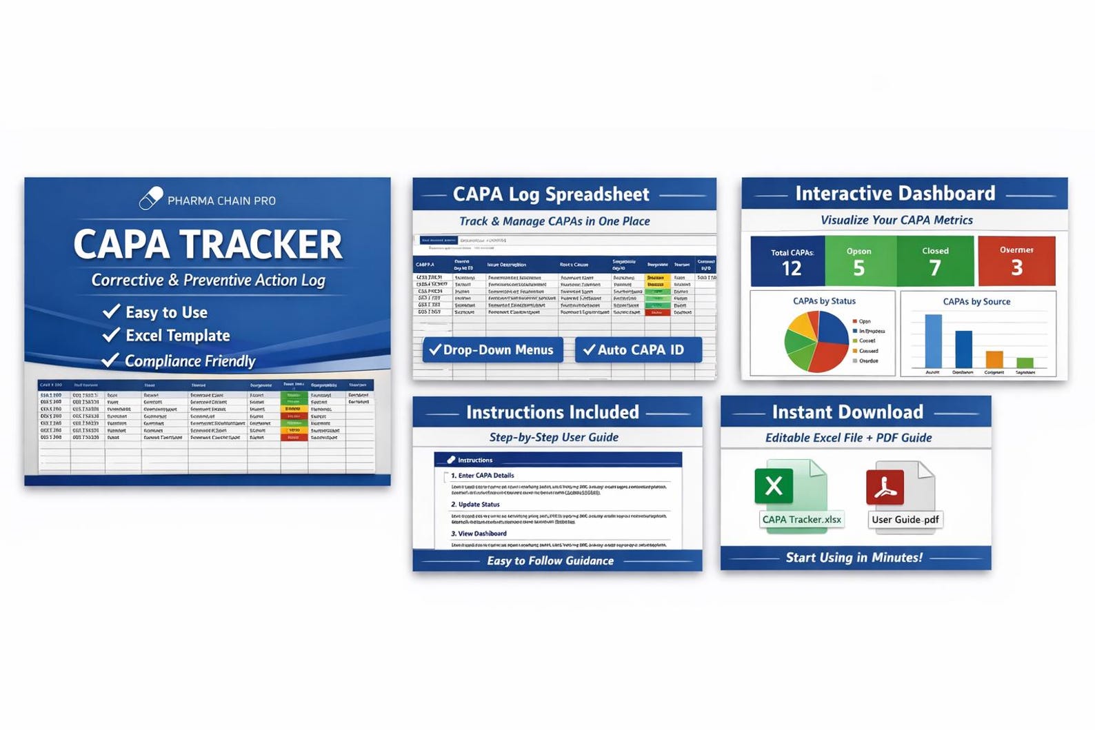 CAPA Tracker Excel Template | Corrective Action Log | Quality ...