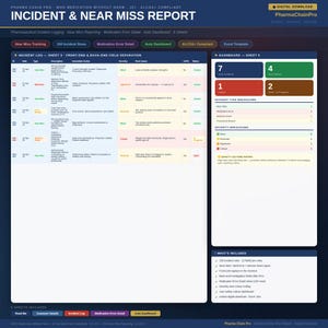 Incident & Near Miss Report Excel Template | Pharmacy Incident Log | Medication Error Tracker | Patient Safety Tool