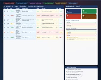Incident & Near Miss Report Excel Template | Pharmacy Incident Log | Medication Error Tracker | Patient Safety Tool