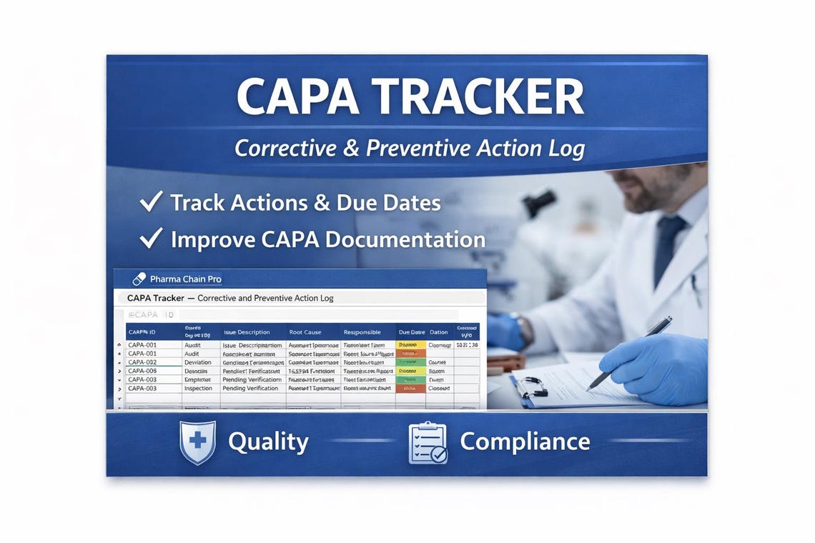 CAPA Tracker Excel Template | Corrective Action Log | Quality ...