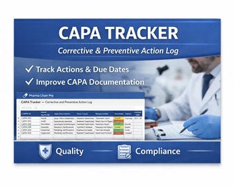 CAPA Tracker Excel Vorlage | Korrekturaktionslog | QM-Spalte (Digitaler Download)