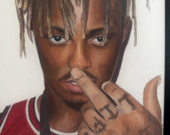 Juice wrld portrait farbe hand gezeichnet original