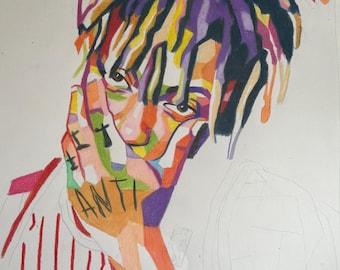 Juice wrld Hand gezeichnetes Farbporträtoriginal
